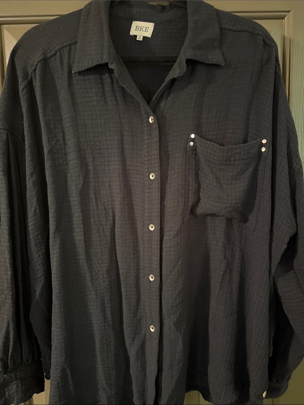 BKE Dark Gray Textured Button-Up Shirt